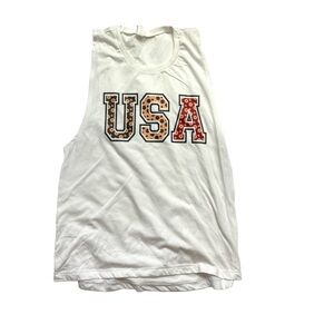 Next Level White XL USA Muscle Tank